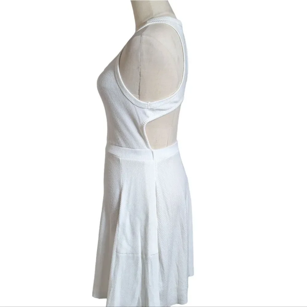 Free People Beach White Ribbed Stretch Mini Dress